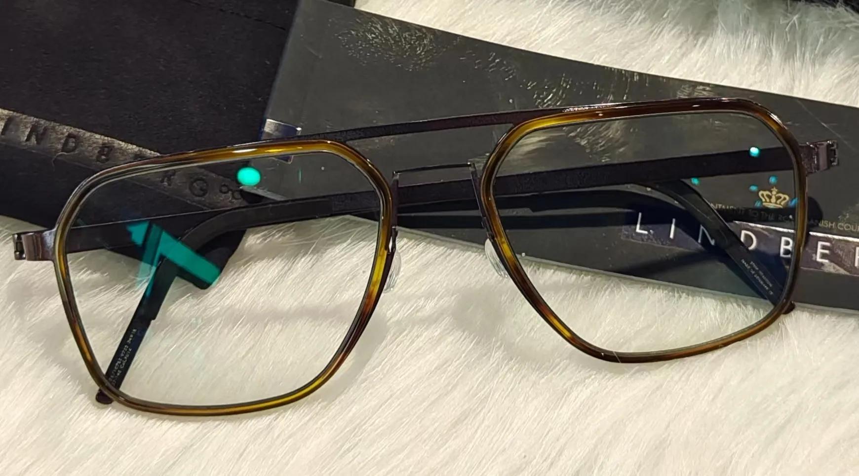 林德伯格9753双梁眼镜，玳瑁色镜框和纯黑色镜框，适合大脸修脸型
