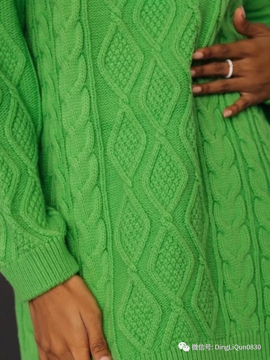 回形针织毛衣图解,绿色和白色最新双色毛衣花样图解