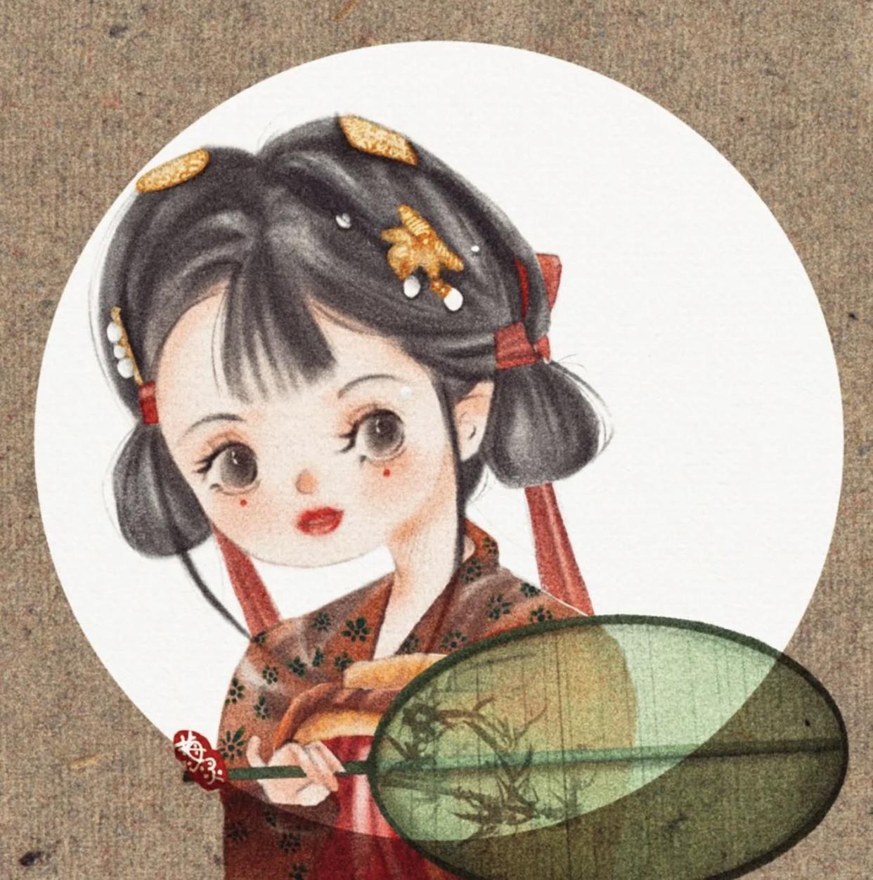 古风小插画q版萌可爱,可爱的古风人物插画