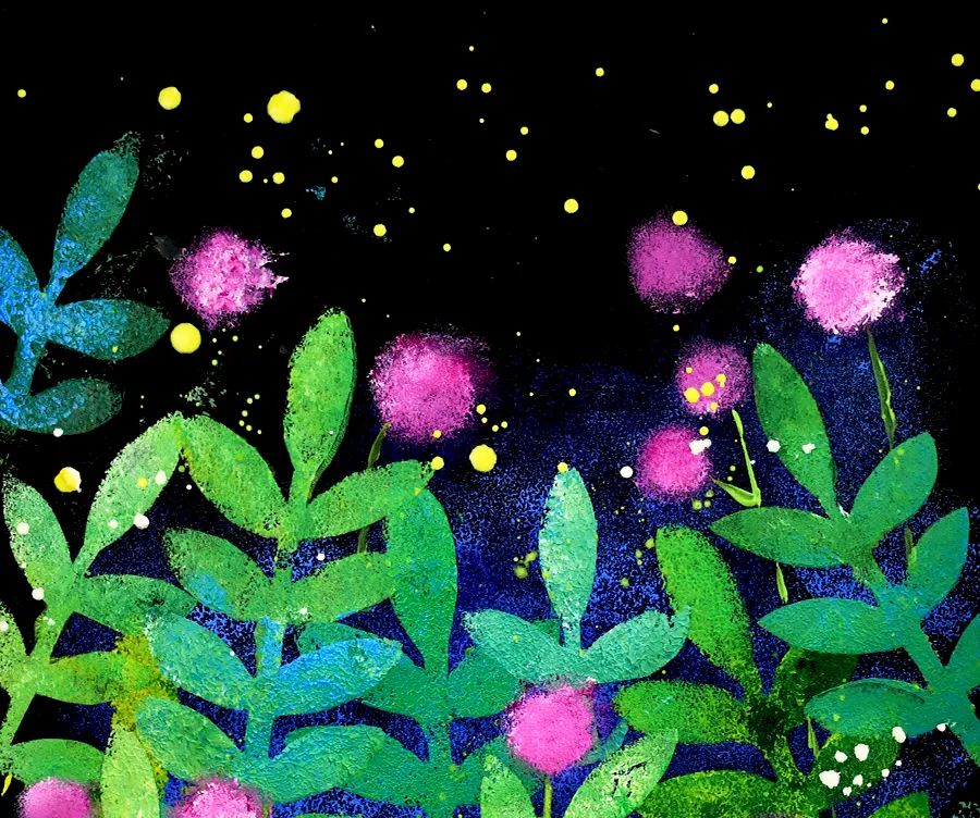 儿童画教程｜学习奇妙的漏印版画——生机盎然的春