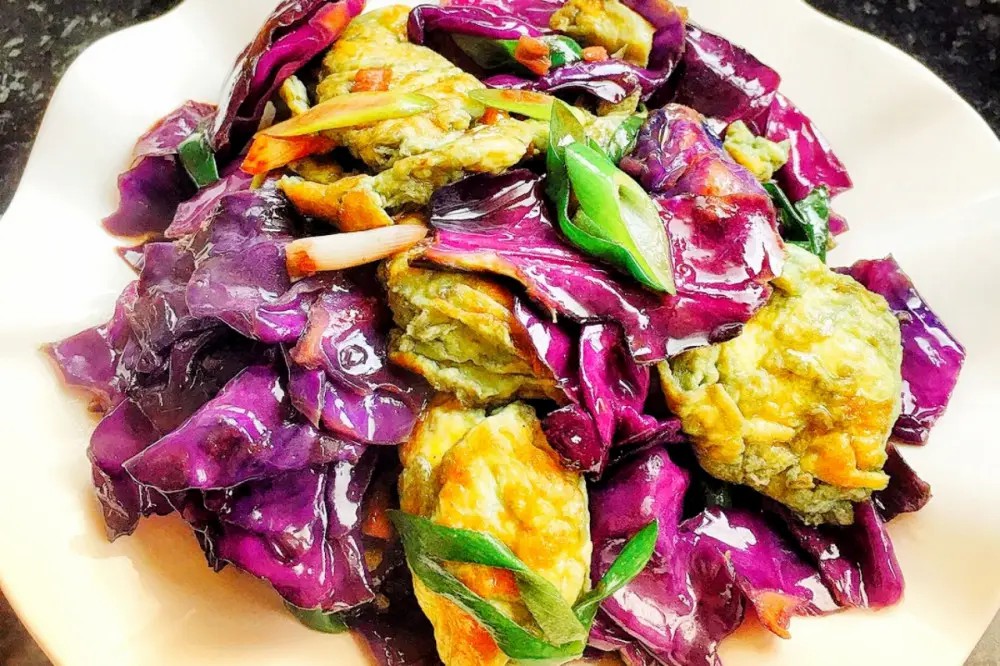 紫甘蓝菜炒鸡蛋的家常做法大全,紫甘蓝炒蛋花样做法