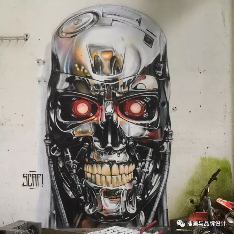 超震撼的墙绘,有视觉冲击感极简的墙绘