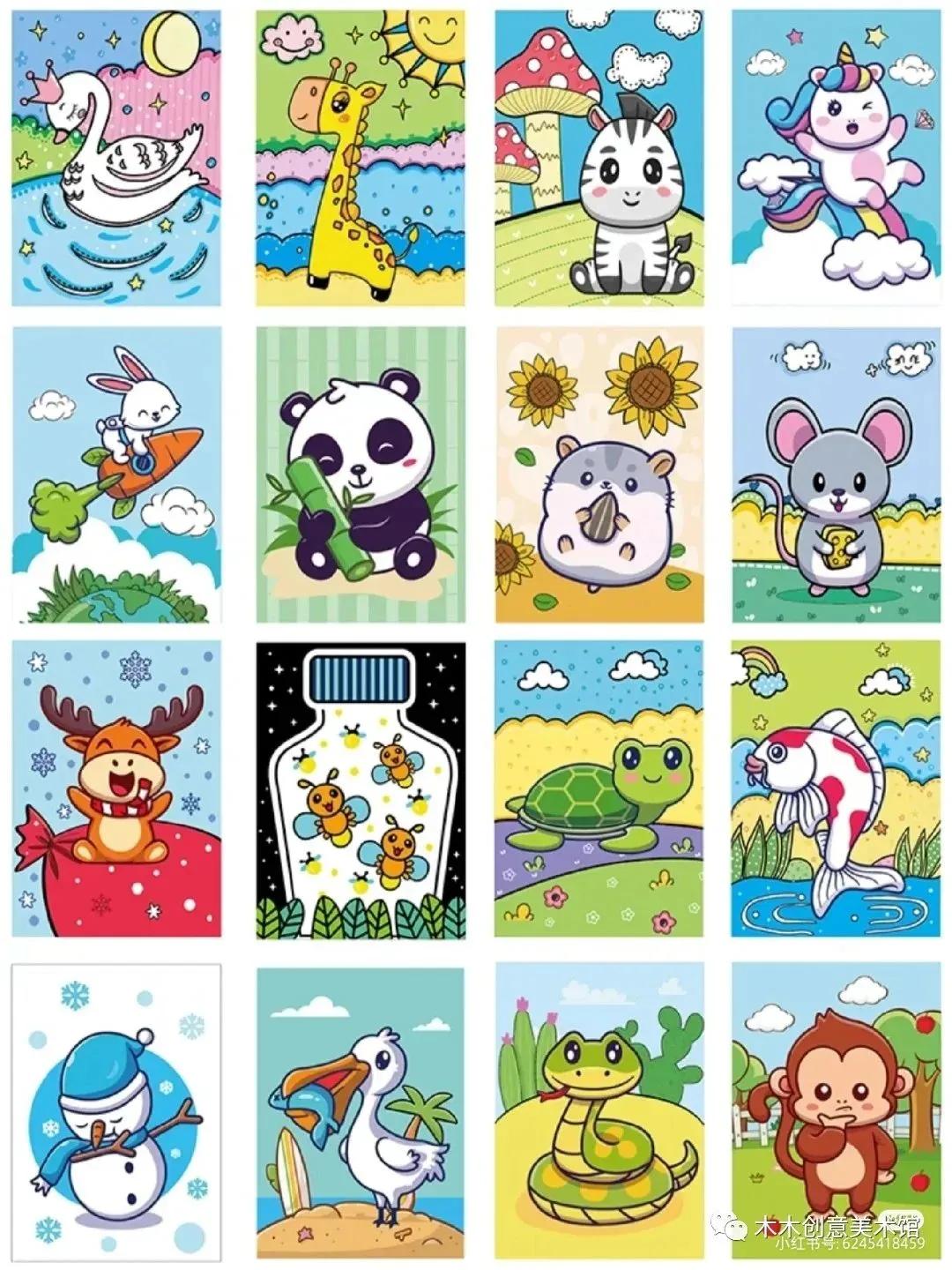 手绘临摹素材1000例马克笔儿童画,24色马克笔画画教程简单儿童