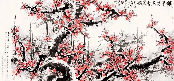 雪梅的画面怎么画,写意雪梅画法教程