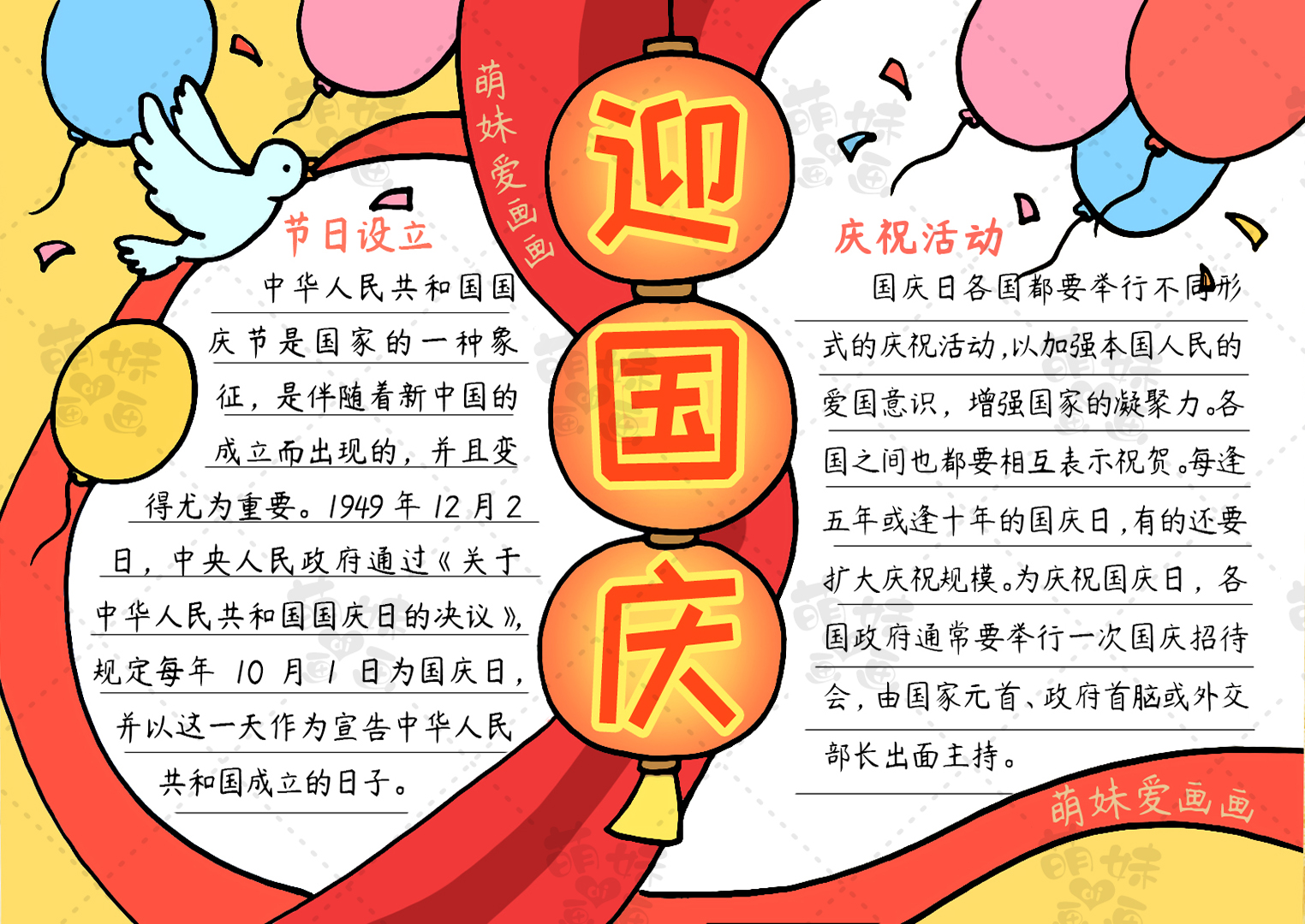 国庆节手抄报简笔画5分钟搞定,国庆节简笔画手抄报全部