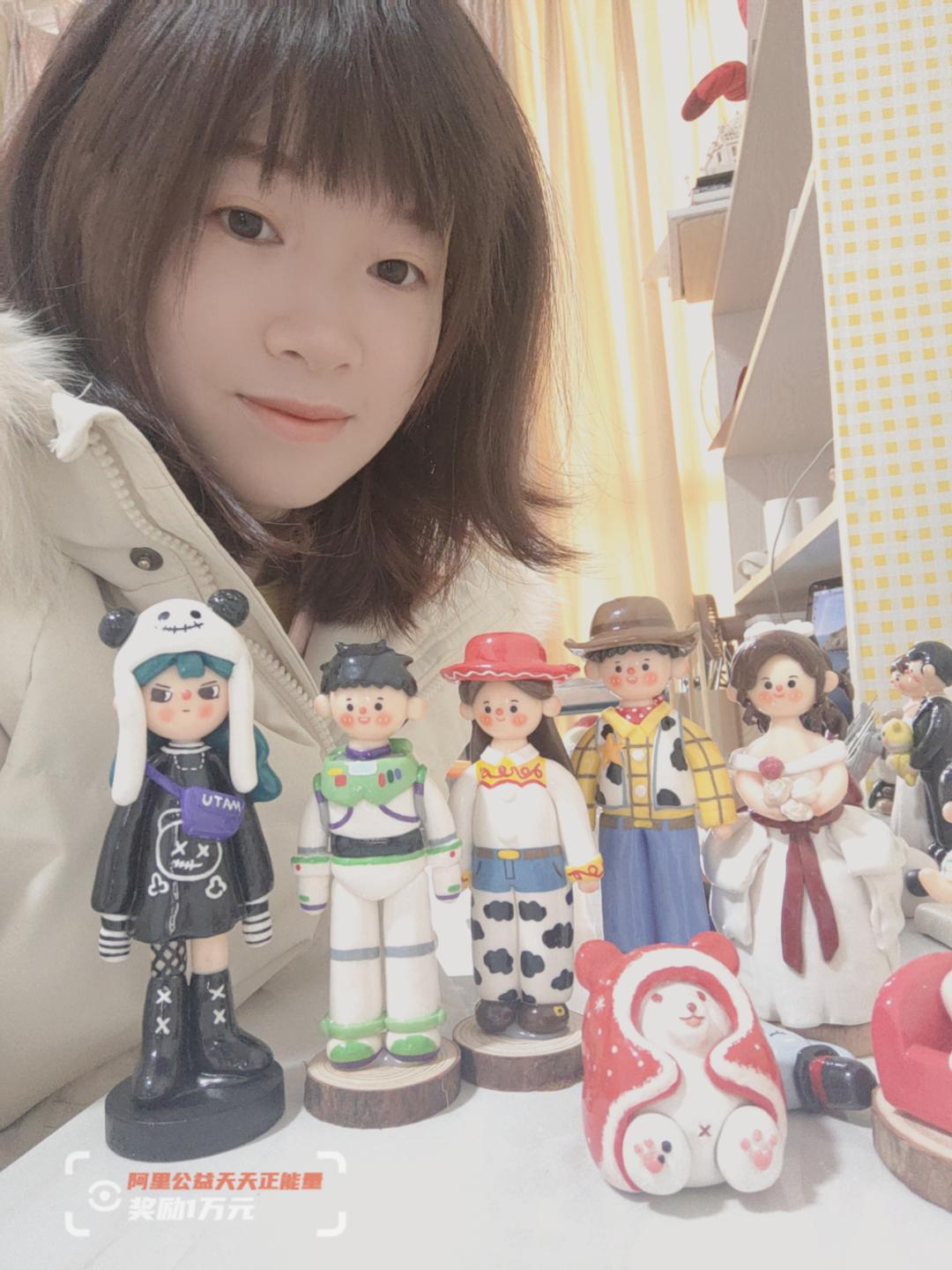 90后泥塑师,软陶手工人偶女孩