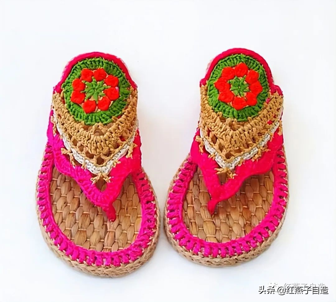 编夏天凉鞋,夏天冰丝线凉鞋镂空钩编教程