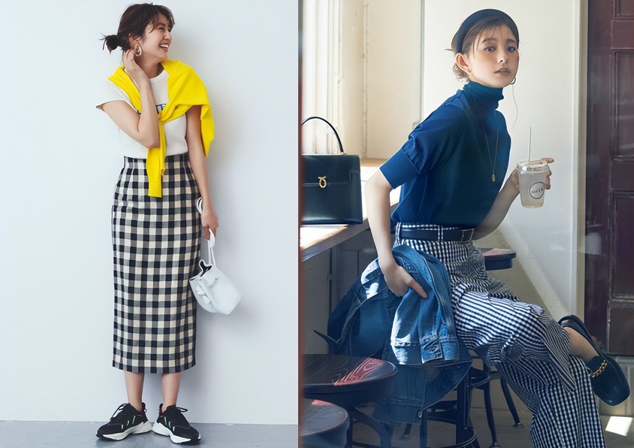 夏天穿格纹太气质了时髦又好看,格纹流行元素