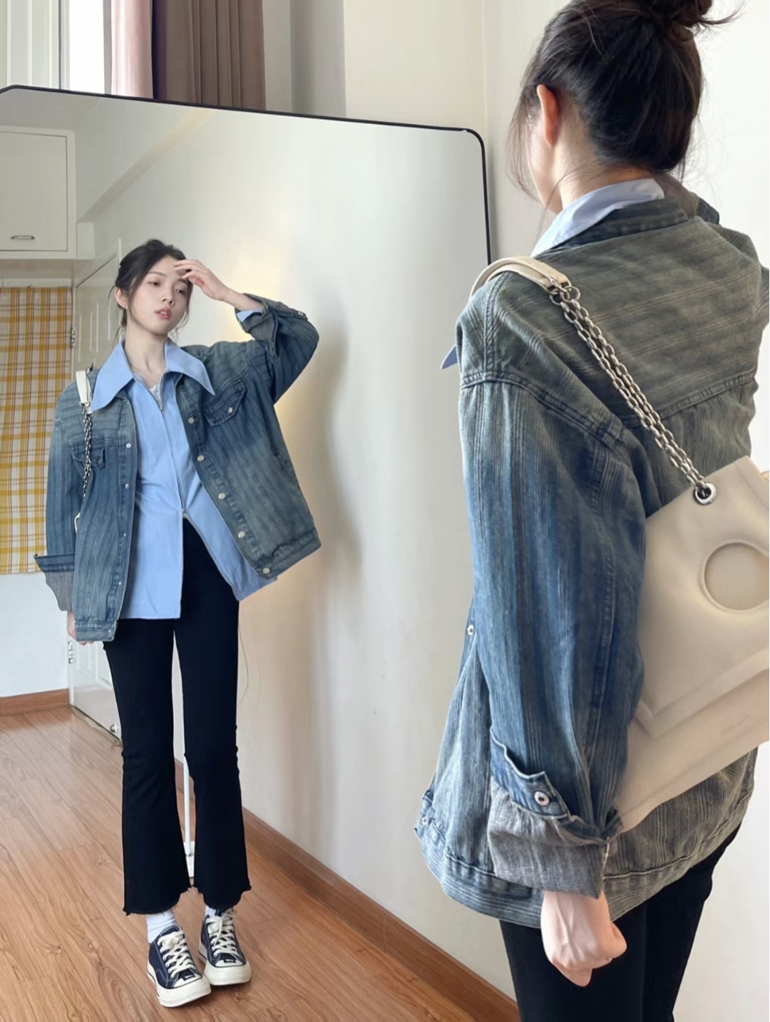 男装牛仔外套搭配什么裤子,牛仔外套搭配什么裤子好看