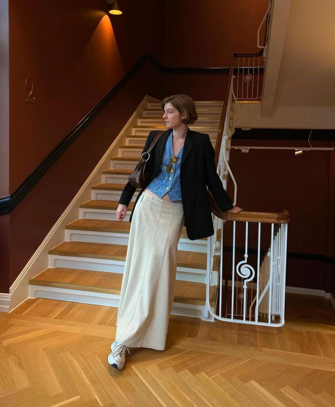 早春半裙中长款,春天选择半裙简单优雅又时尚