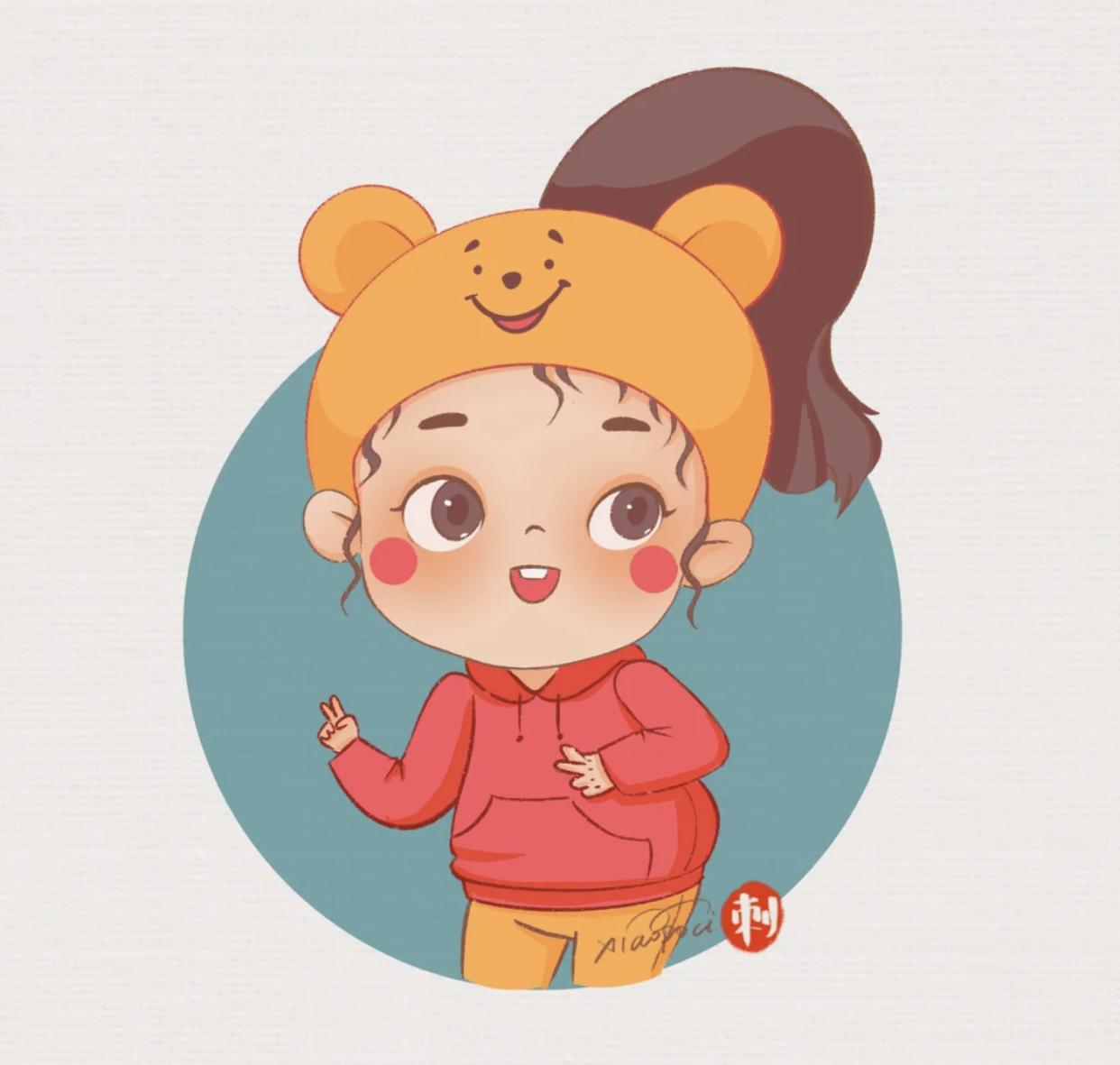 可爱头像卡通呆萌简笔丸子头,超好看丸子头漫画头像儿童