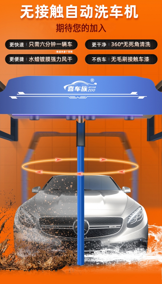 ai洗车24h共享自助洗车,全自动无人洗车店洗车全套设备