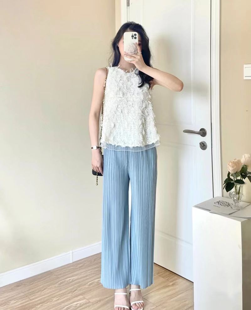 小个子皱皱裤女夏季薄款,冰丝皱皱裤大码