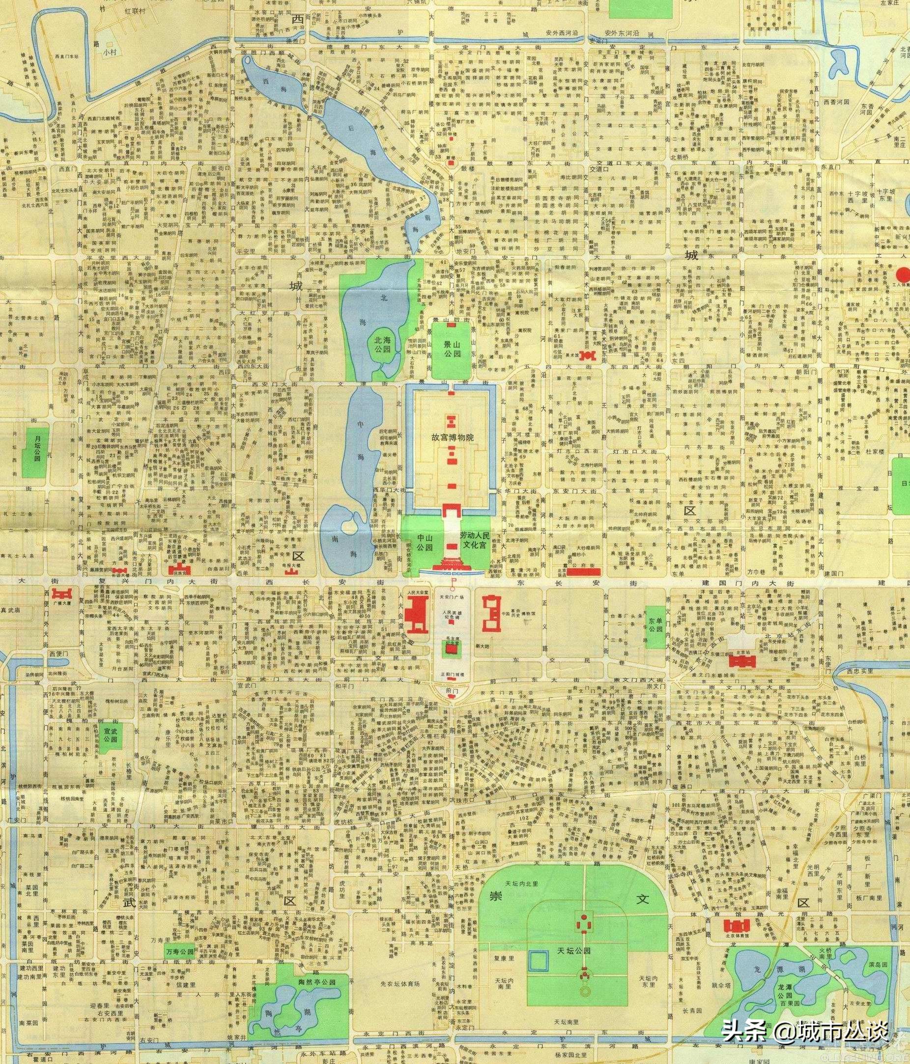 北京城俯瞰图的历史变化,看北京城全景的位置