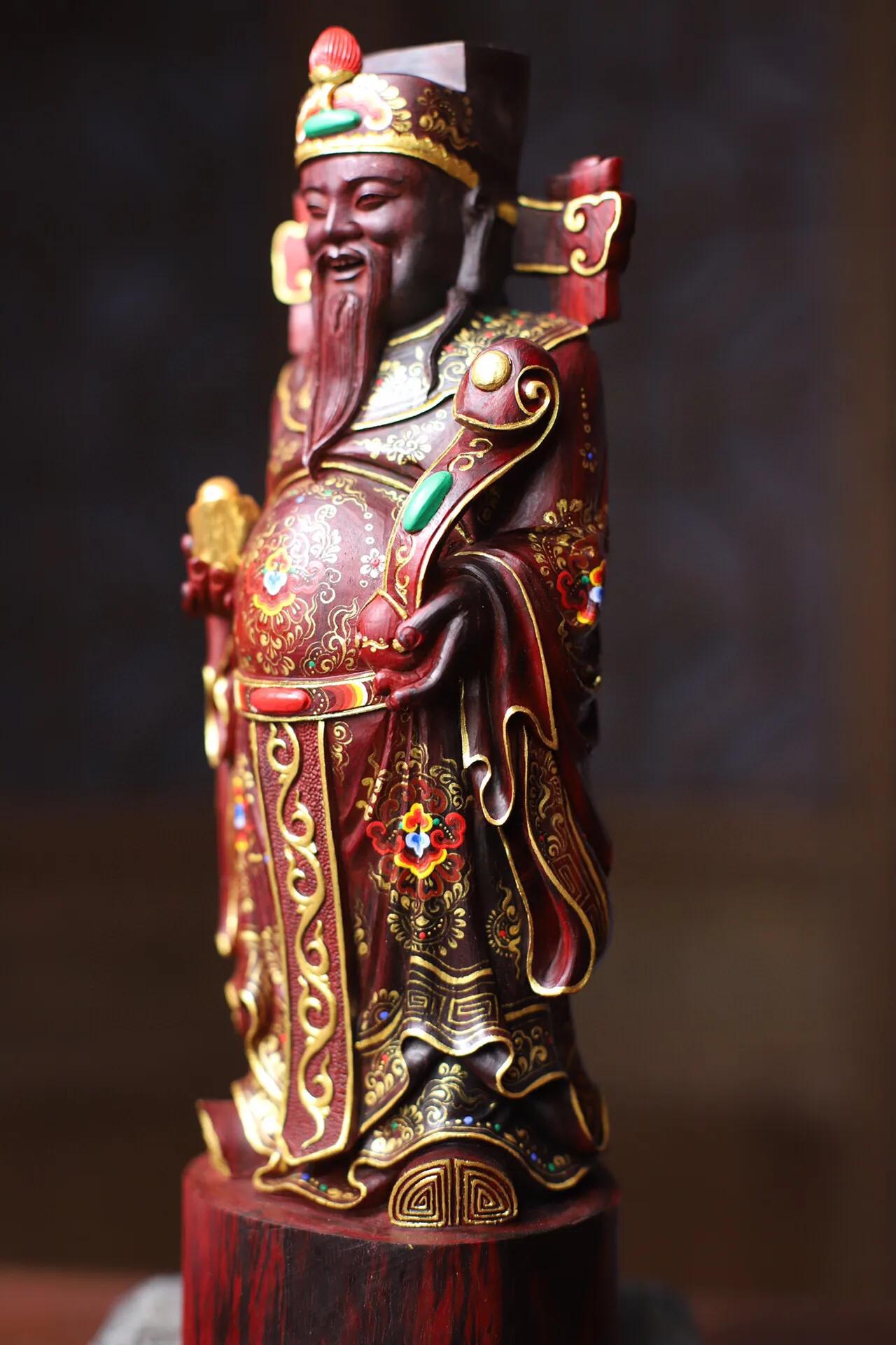 印度小叶紫檀财神爷手串,印度小叶紫檀木财神像