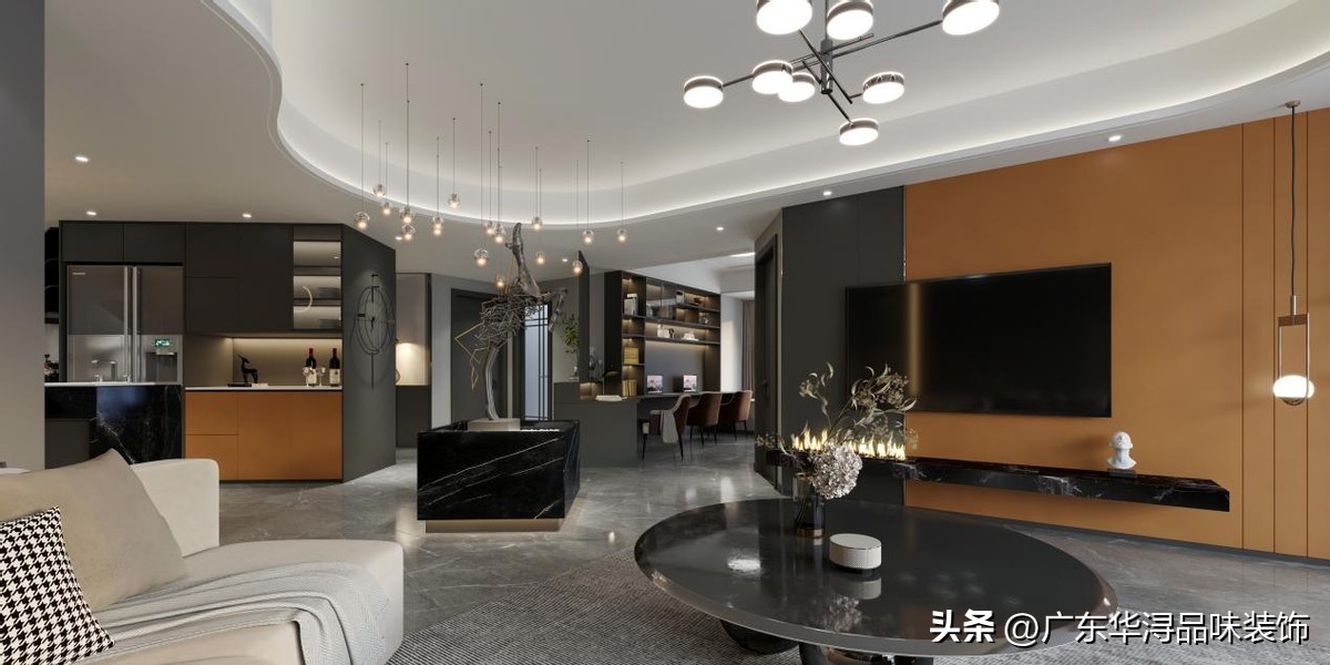 180平大户型轻奢装修吊顶风格,吊顶造型效果图现代轻奢简约风