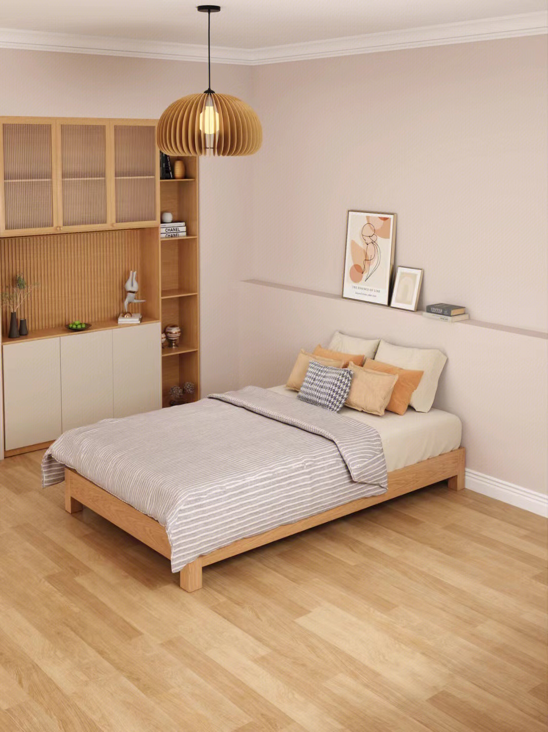 拼多多实木床无床头,简单又大气的实木床