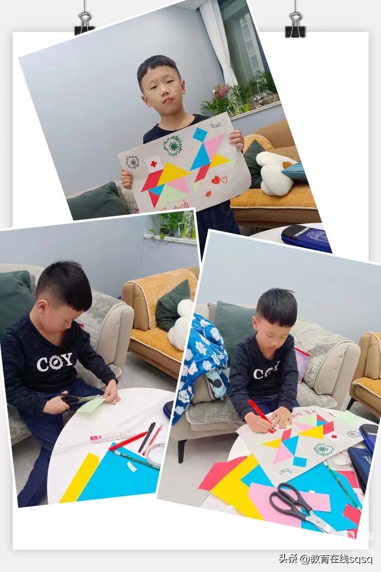 七巧板拼图美丽校园,七巧板拼贴画一年级