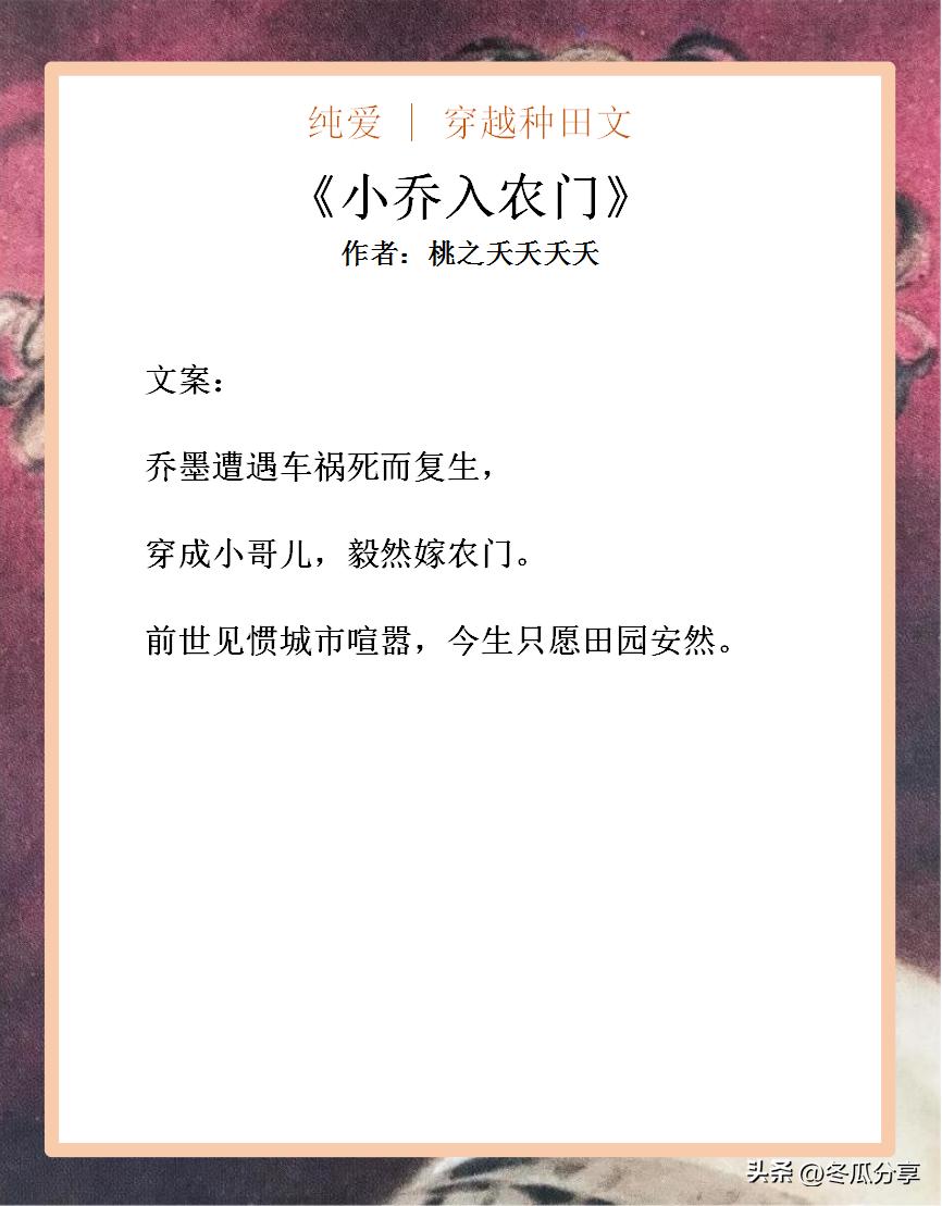 穿越纯爱种田文的小说,推文纯爱甜文种田穿越