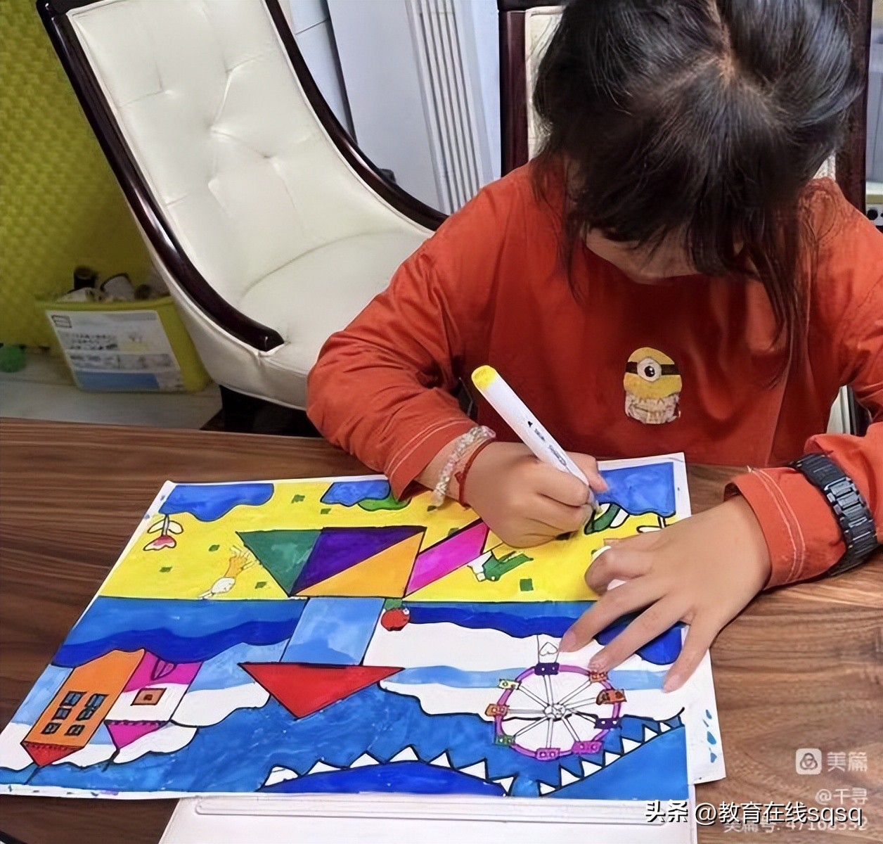 七巧板拼图美丽校园,七巧板拼贴画一年级