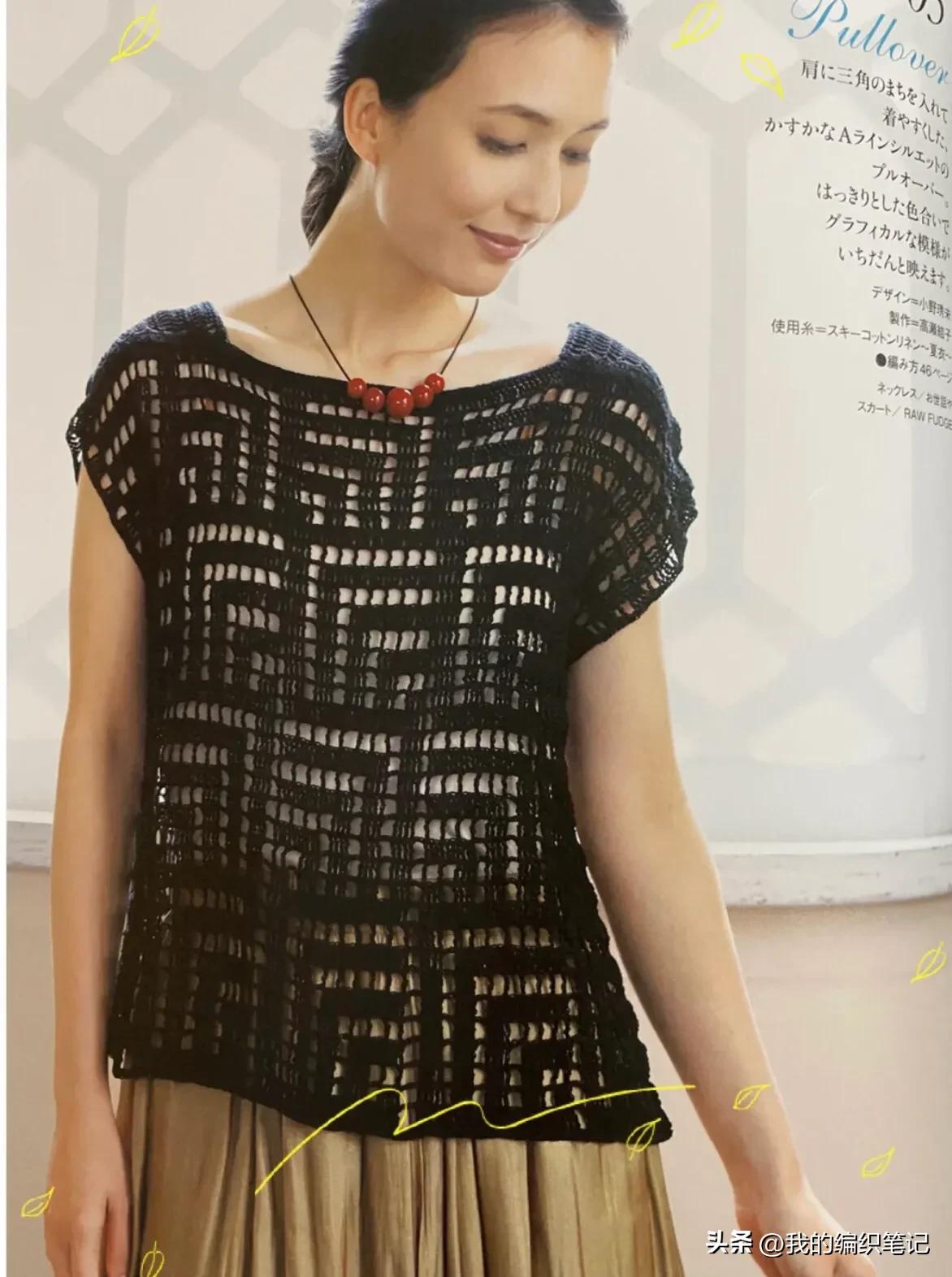 镂空罩衫夏季薄款条纹短袖,大镂空罩衫钩织教程