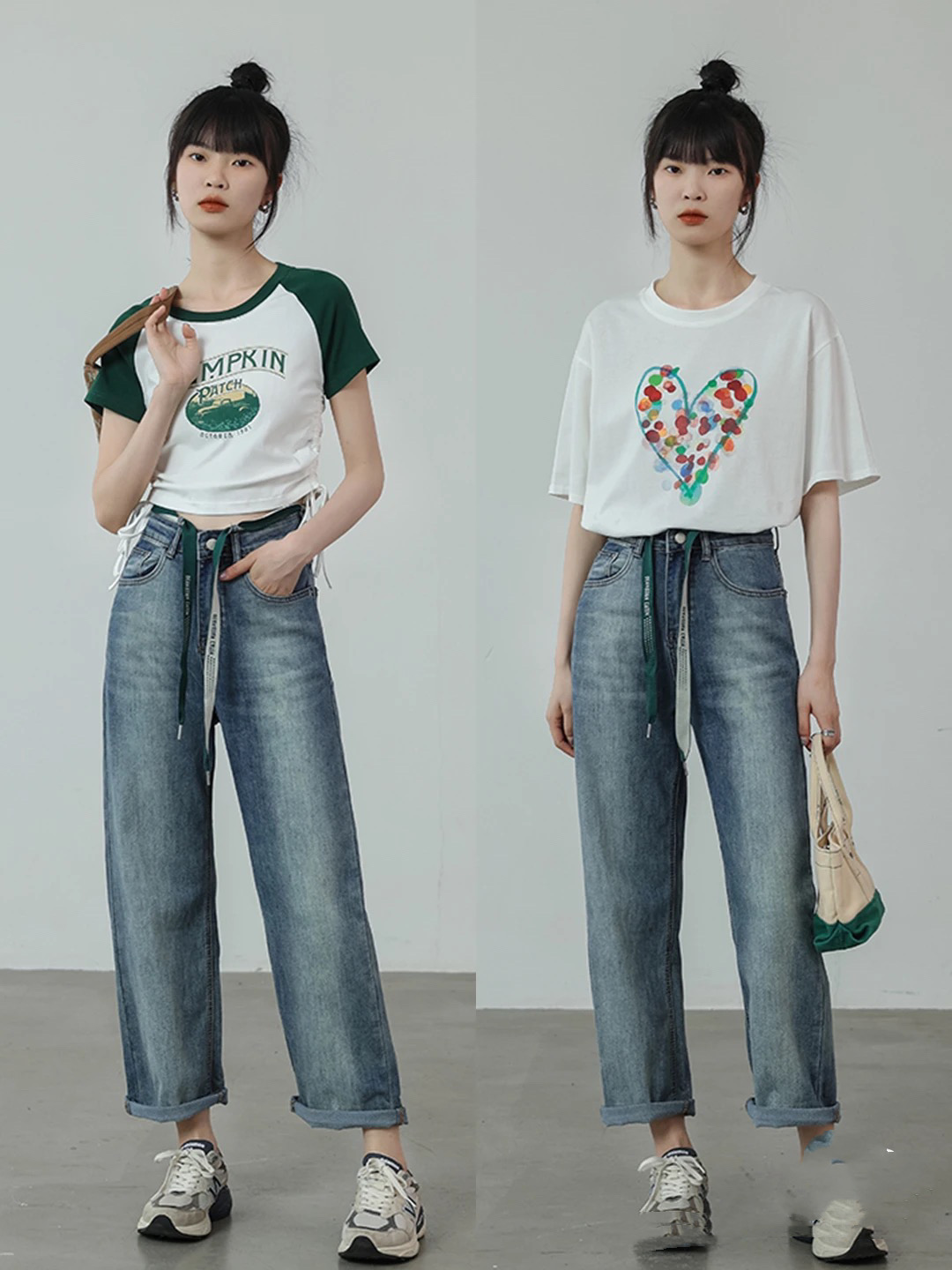 夏季t恤牛仔裤穿出高级感,夏天牛仔裤配什么t恤