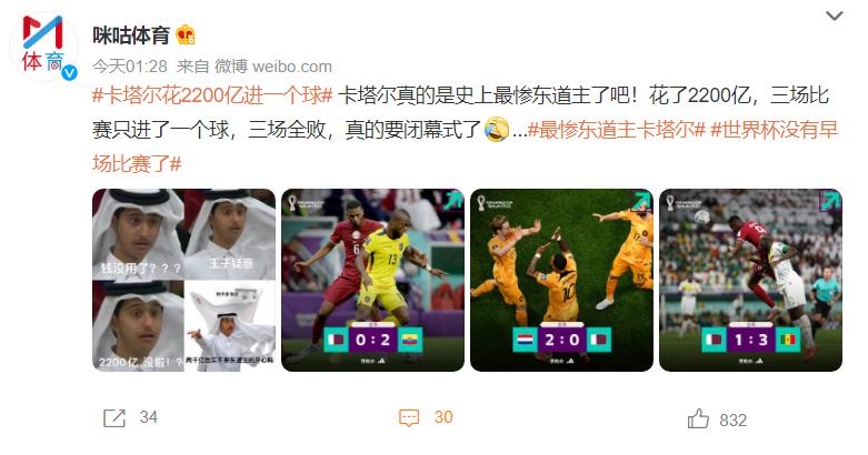 “最惨东道主卡塔尔”冲上热搜中国男足却成主角刷屏网友：谁最惨