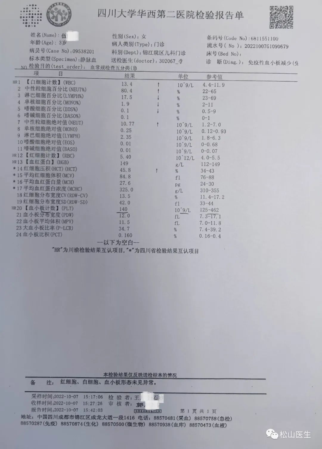 松山医话全文,血小板低中医医案
