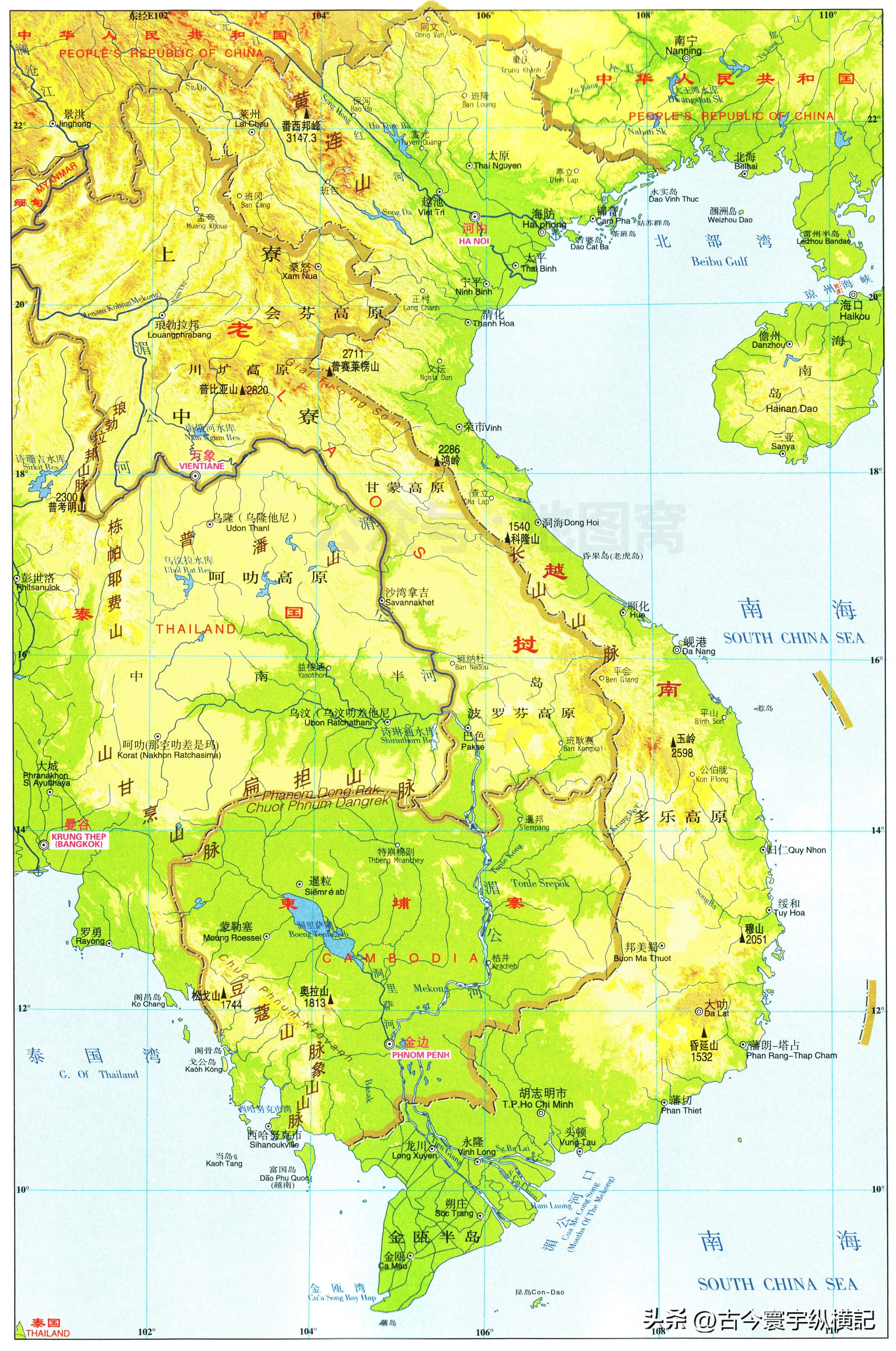 亚洲各国地形图（高清宜收藏）,亚洲大陆地形图