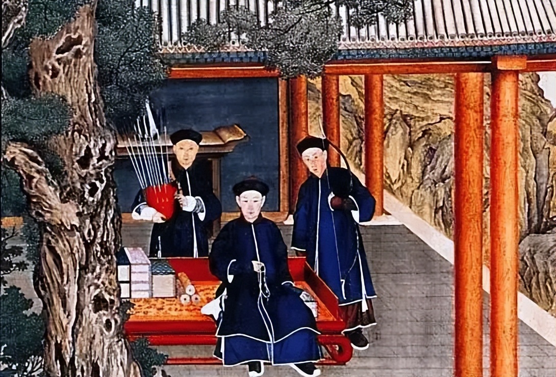 古代躺椅古画,古画之圆鼓凳