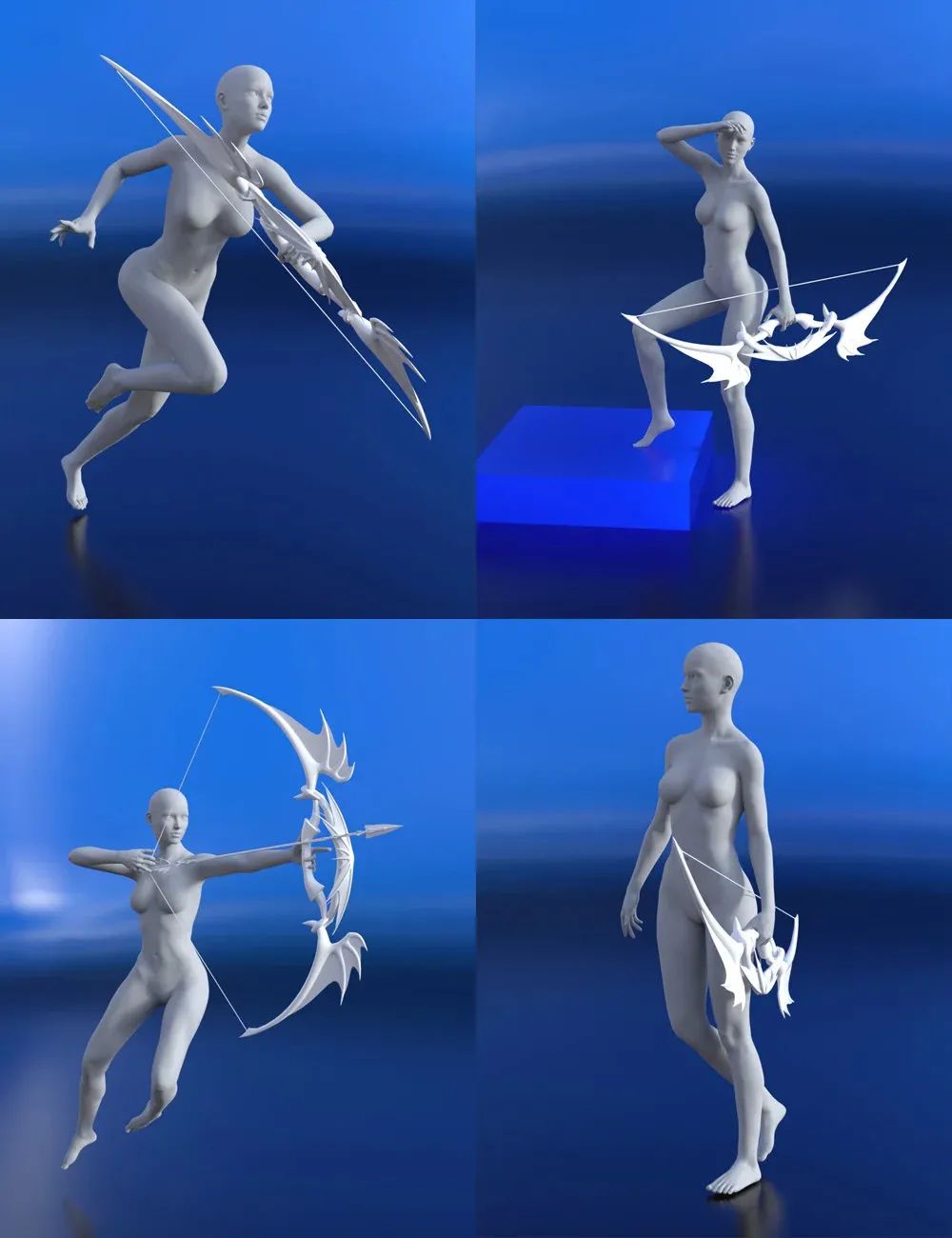 手持弓箭动作速写参考,钢笔画人物动态速写头部速写