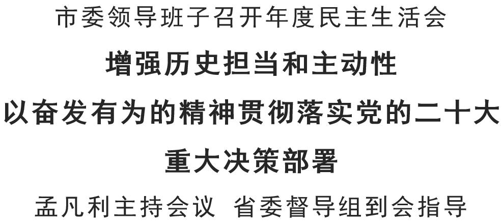 市委领导班子召开年度民主生活会增强历史担当和主动性以奋发有为的精神贯彻落实*党**的二十大重大决策部署