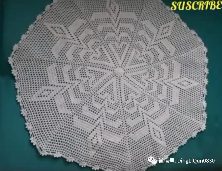 针织钩花小桌布,毛线编织钩花桌布图案