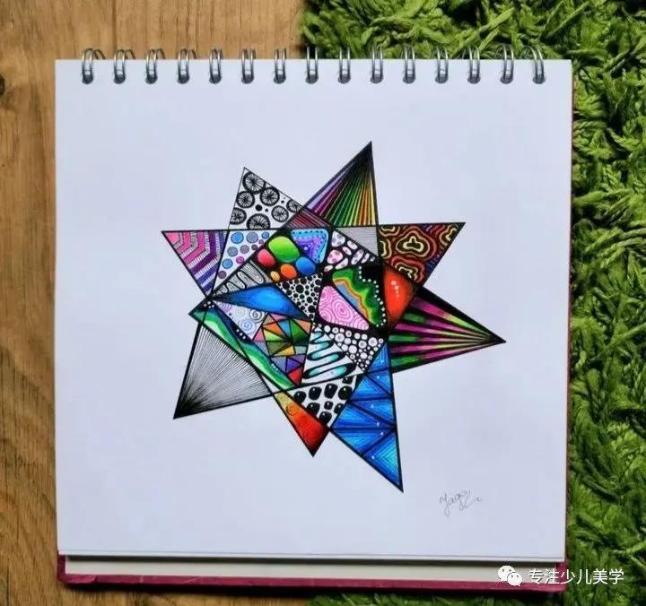 创意素描线描几何形体,线描画创意画优秀作品8级