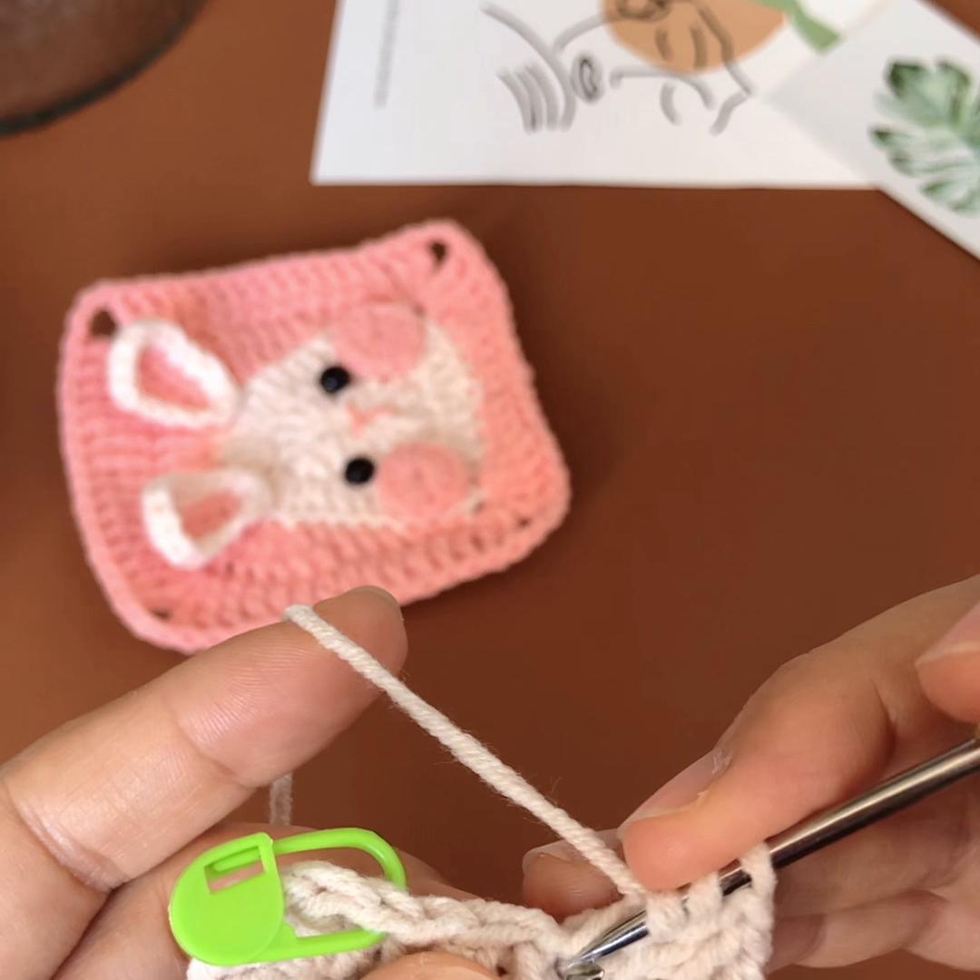 祖母格兔子耳朵缝合教程,手编祖母格大耳朵兔子编织教程