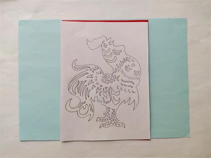 雄鸡的剪纸图解,雄鸡剪纸图