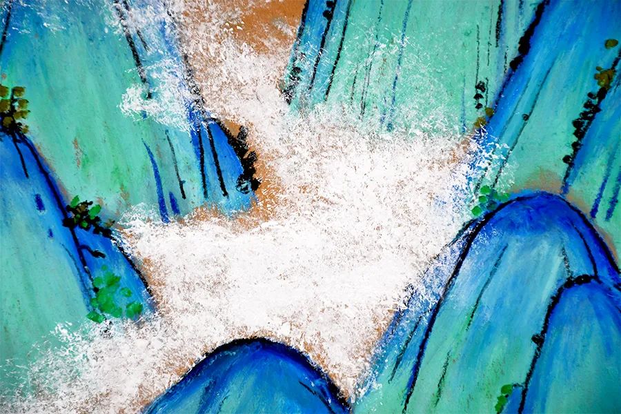 怎么用油画棒画千里江山图局部,千里江山图的河怎么用油画棒画