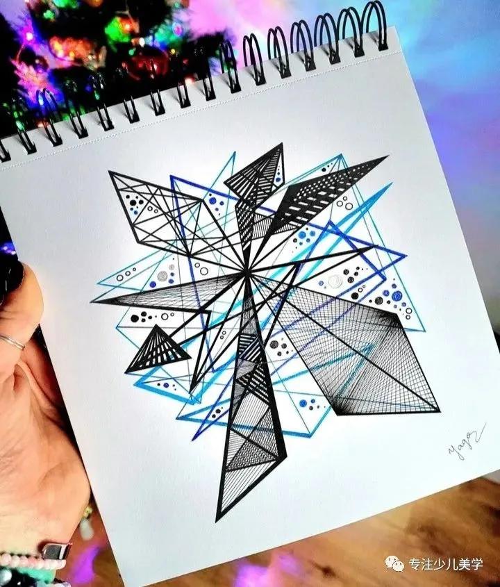 40张美术老师心心念念想画的线描作品，几何与线条的碰撞！