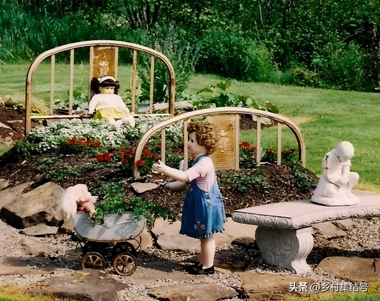 别墅庭院创意藤床,农村新型庭院花园设计图