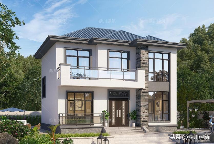 农村二层带露台带院子占地130平,农村二层小别墅主体15万90个平方