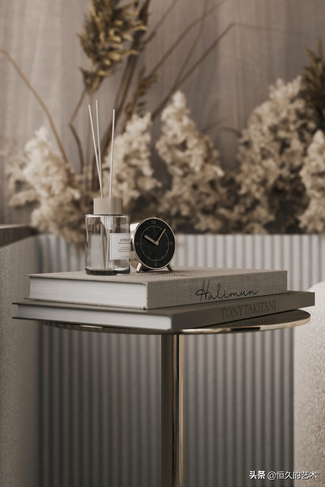 客厅石材木饰面效果,石材和实木搭配装修效果图