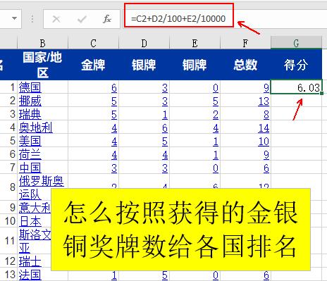 冬奥奖牌统计表制作,excel奥运会奖牌怎么排名