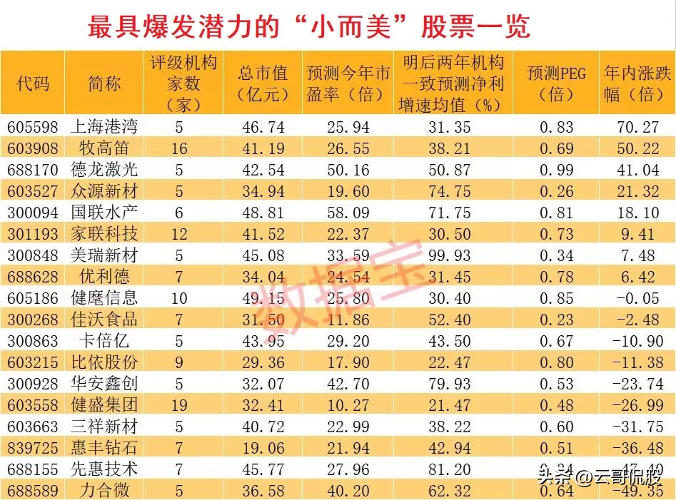 被严重低估的优质成长股,最有潜力的小市值股一览表