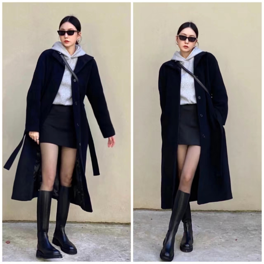大衣搭长靴优雅阔太,大衣配长靴显矮