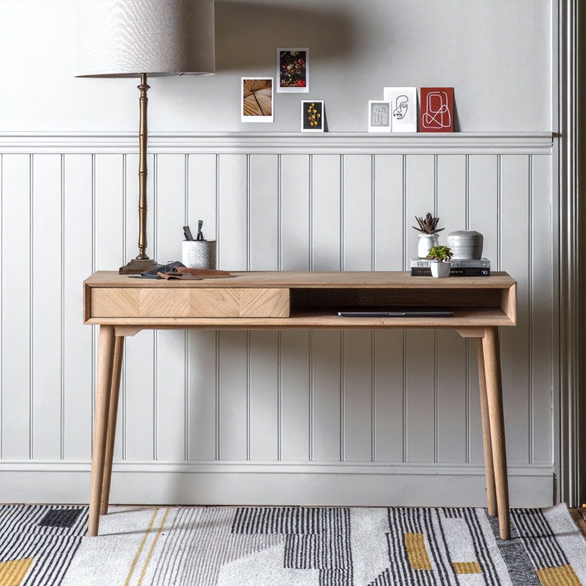 北欧风茶几电视柜胡桃木色,橡木餐边桌客厅