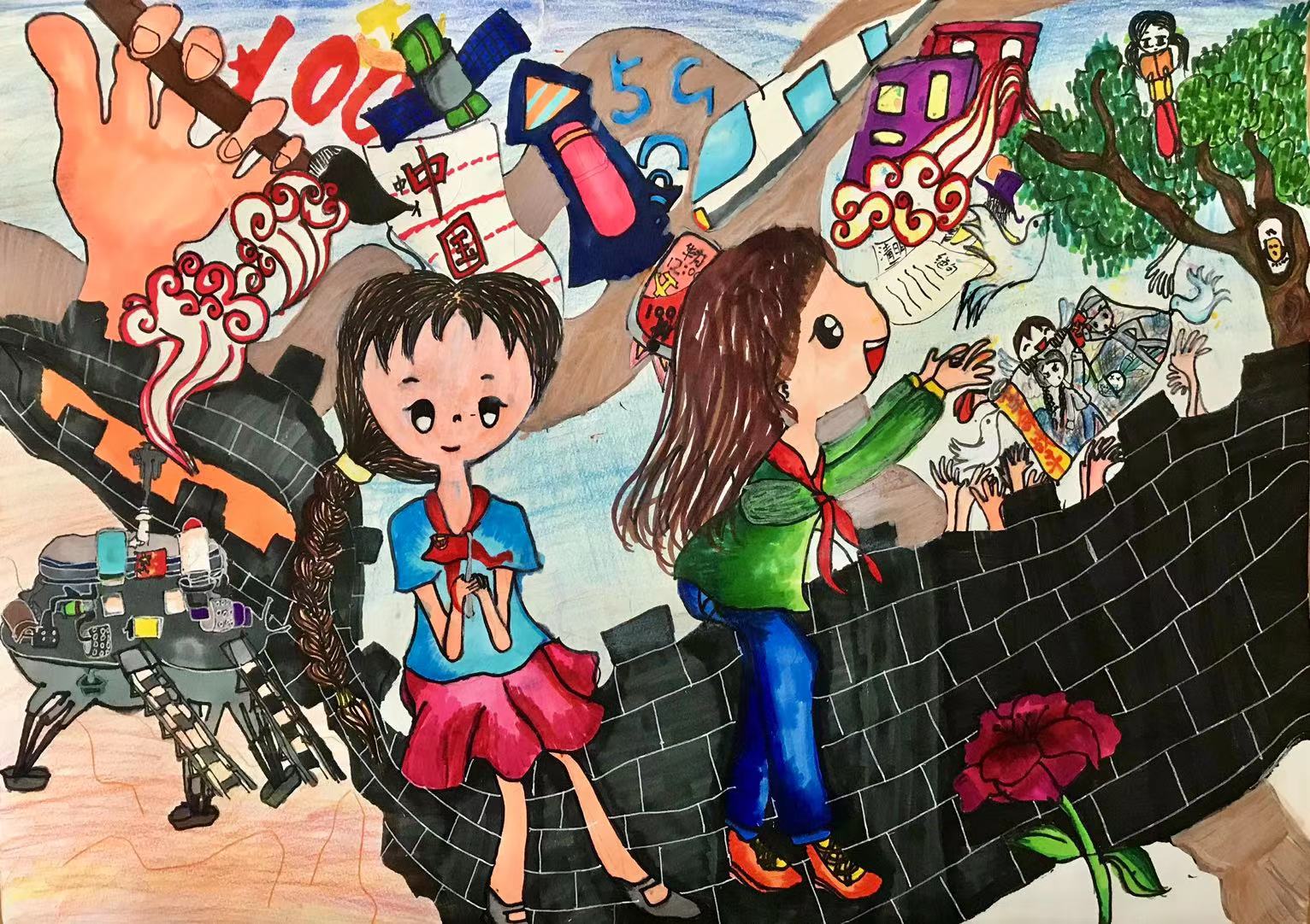 建党100周年绘画比赛桂林,建党100周年主题绘画青春同行