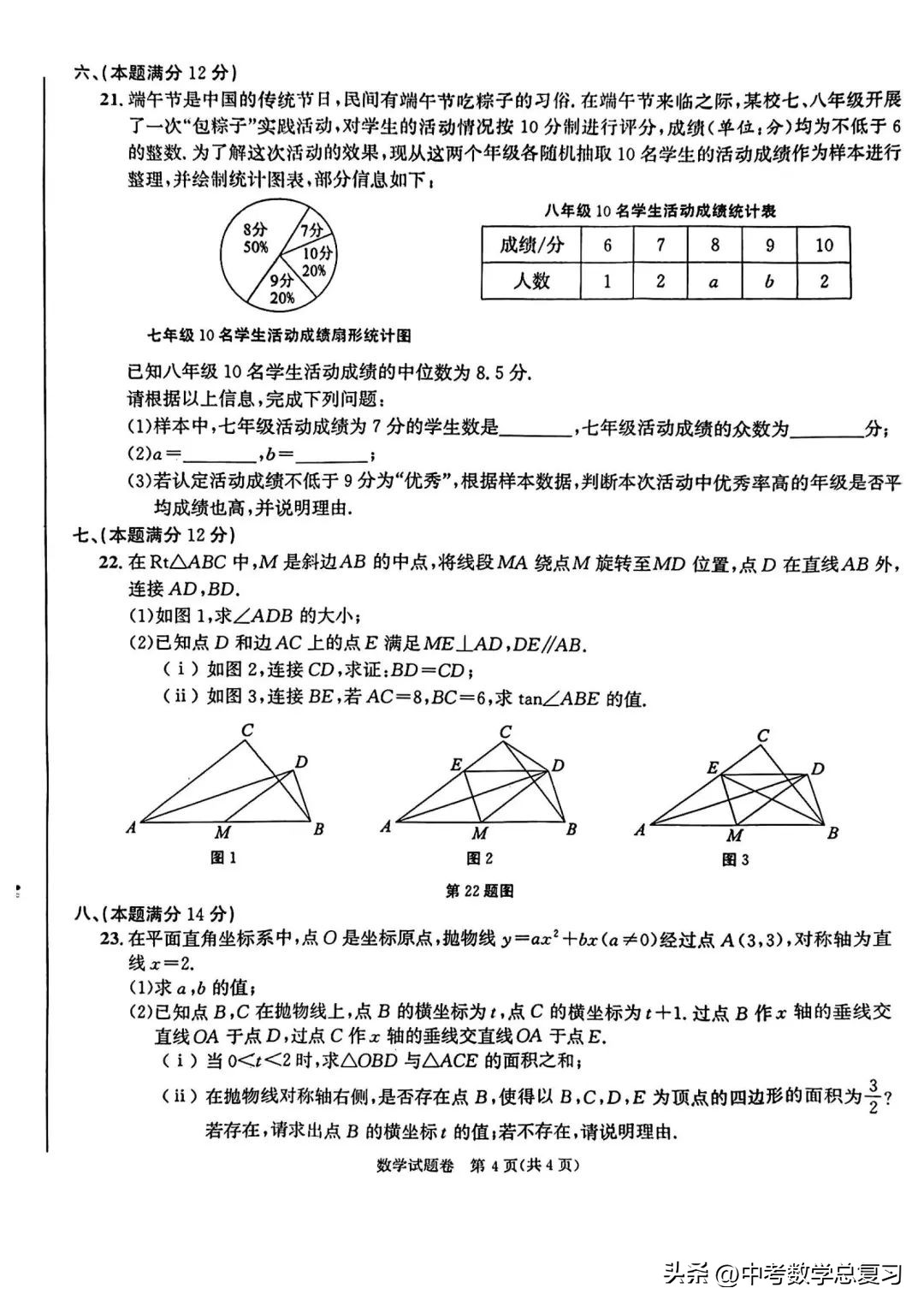 2023安徽中考数学真题试卷答案,2020年安徽中考数学真题卷
