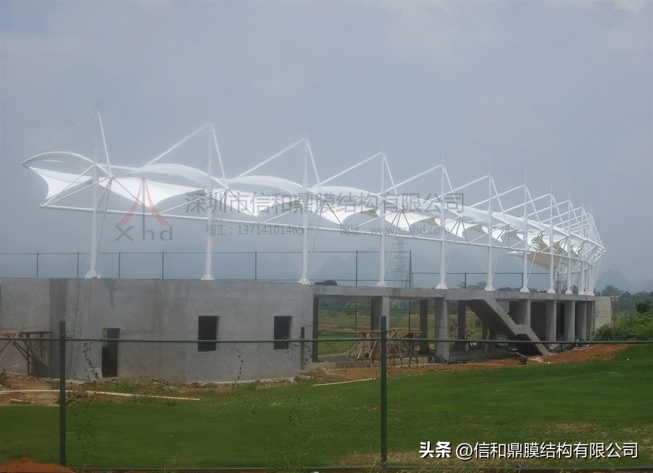 张拉膜看台遮阳棚,广西张拉膜遮阳棚工程