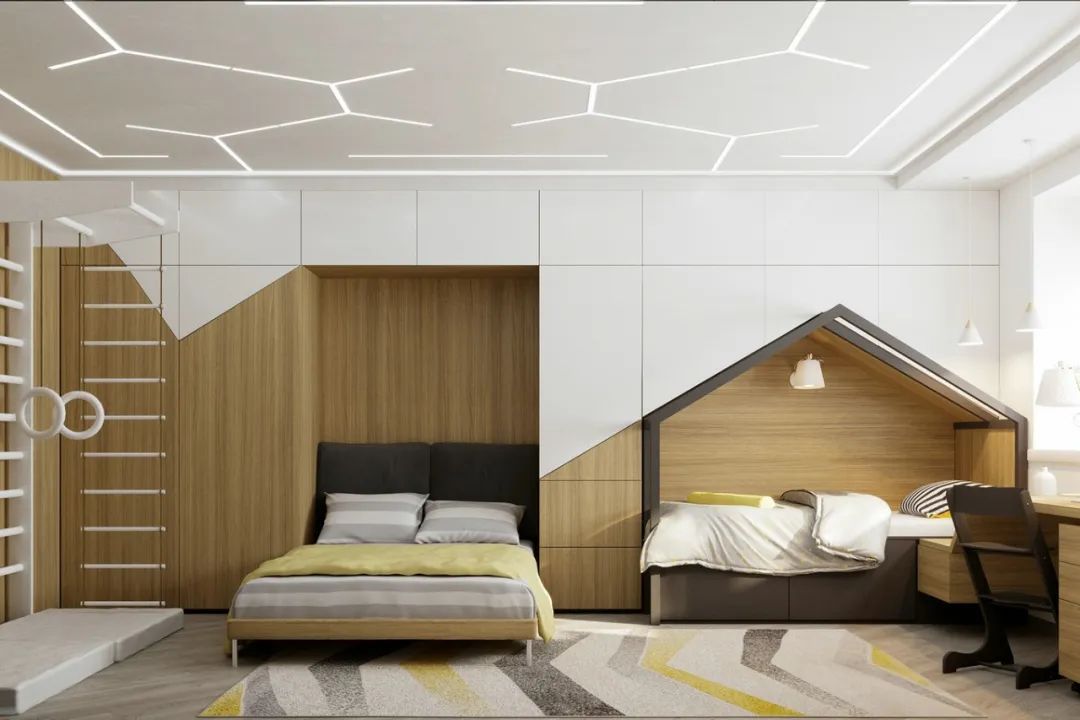 小房间只能放一张床儿童房设计,儿童房空间小双床不要上下铺