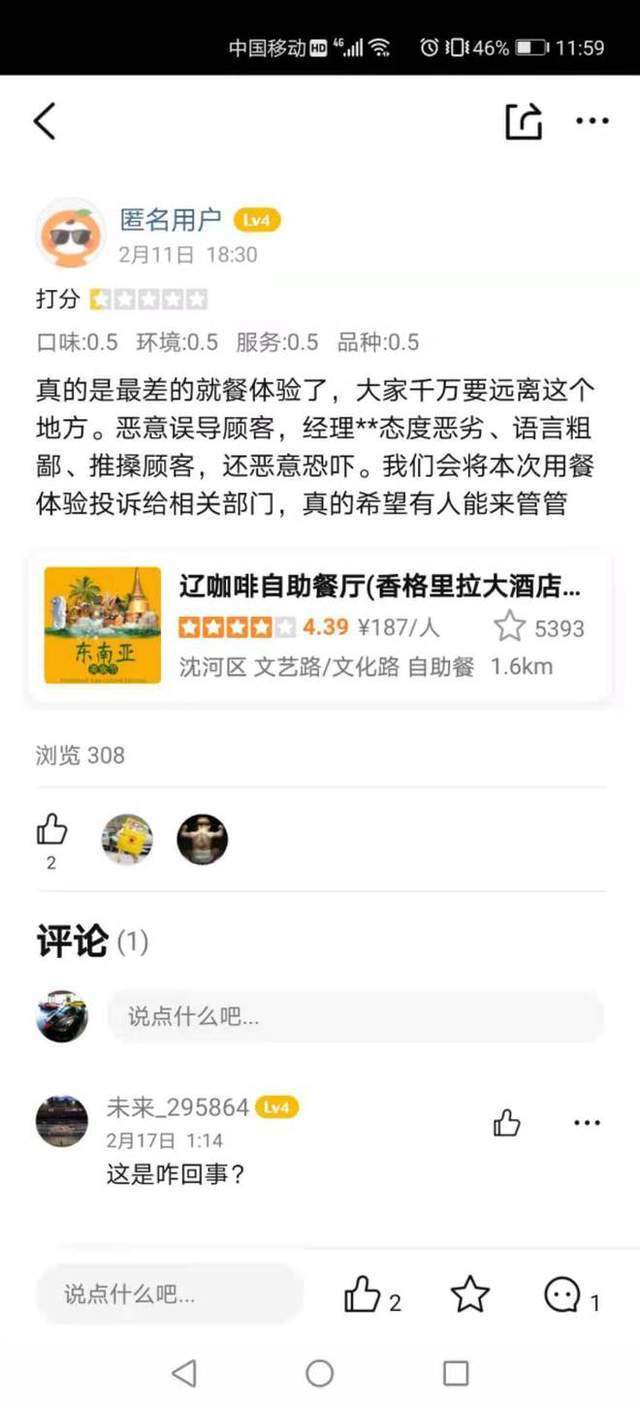 沈阳香格里拉大酒店评价,沈阳香格里拉今旅酒店和荣富酒店